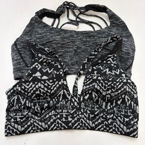 Victoria’s Secret Sports Bras Black White Gray Pattern Women’s L Lot Of 2